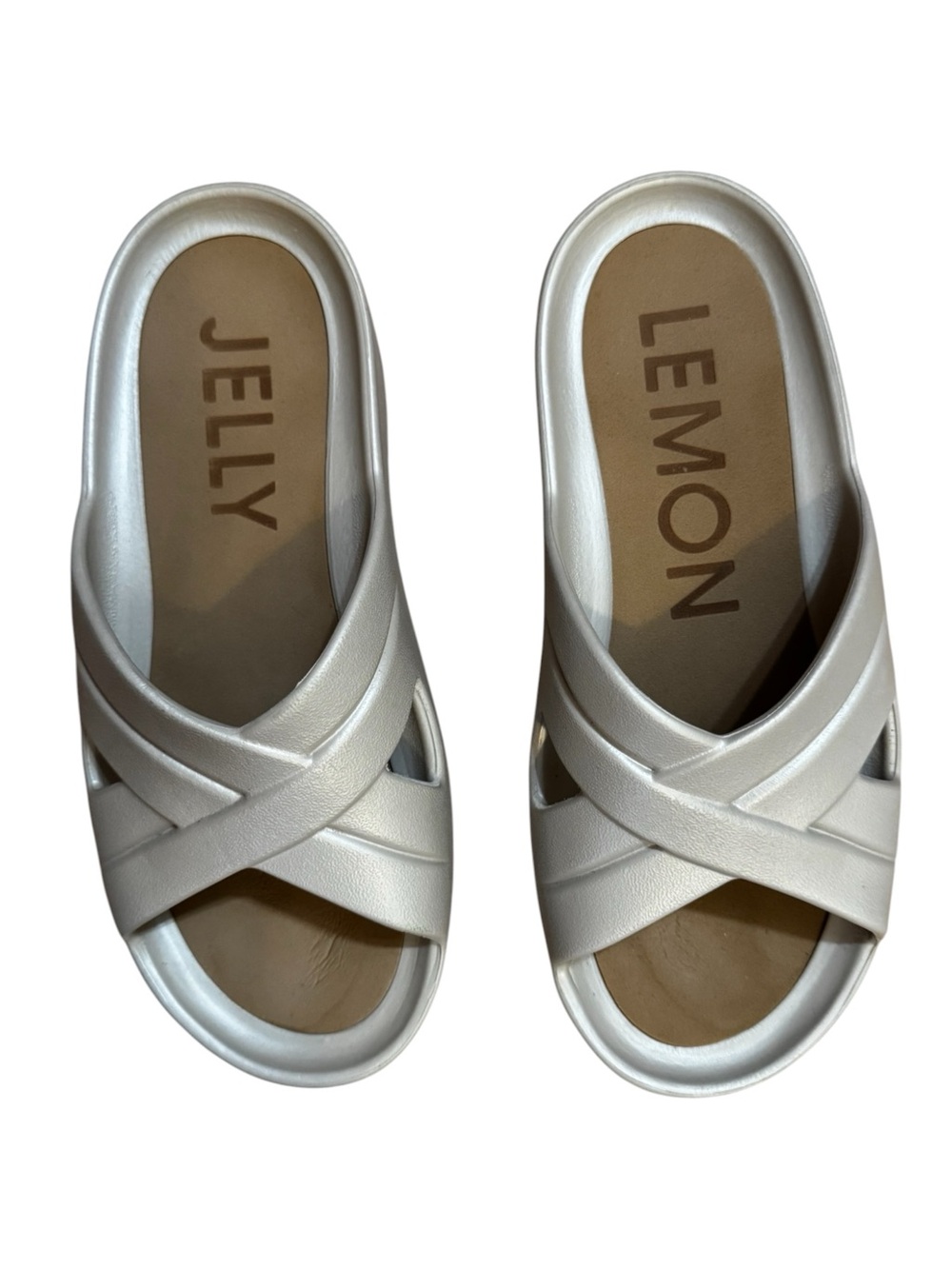 Lemon Jelly Metallic Gold Crisscross Slide Sandals Size EU 39\US